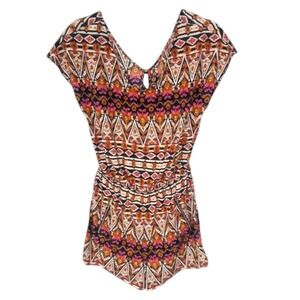 One Clothing Romper Multi-Color Tribal Festival Boho Coachella Casual Small